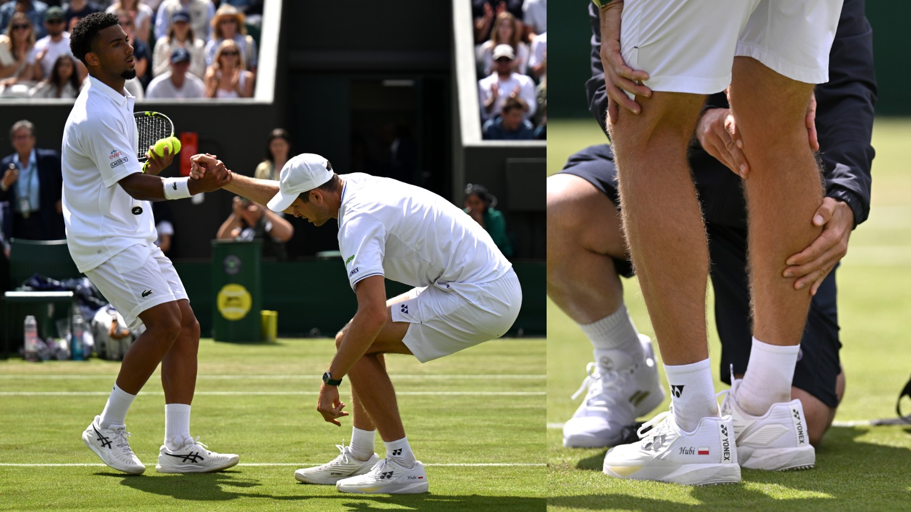 Hurkacz, en el momento de su lesión. (Fotos: Getty)