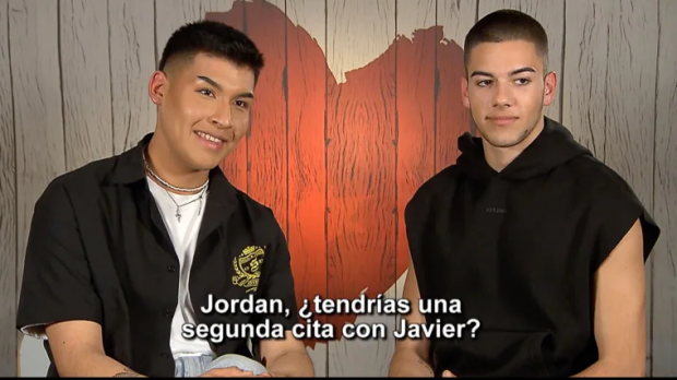 Jordan y Javier en 'First Dates'. (Mediaset)