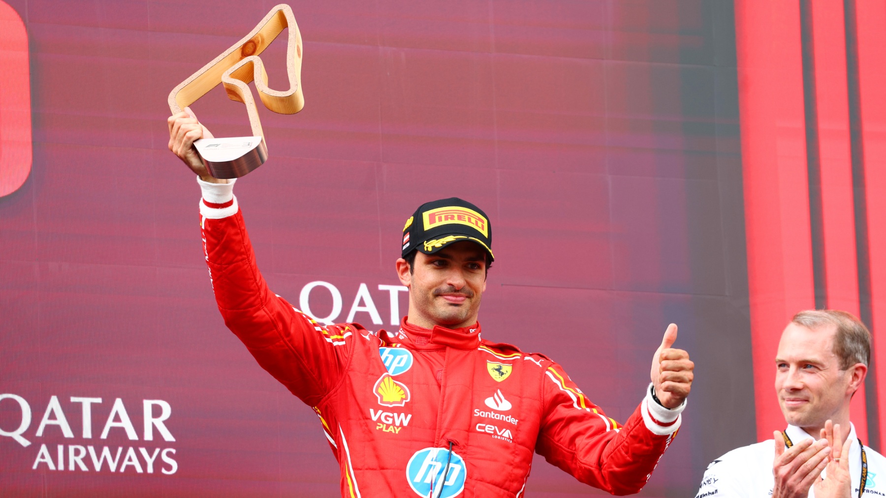 Carlos Sainz celebra su podio en el GP de Austria. (Getty)