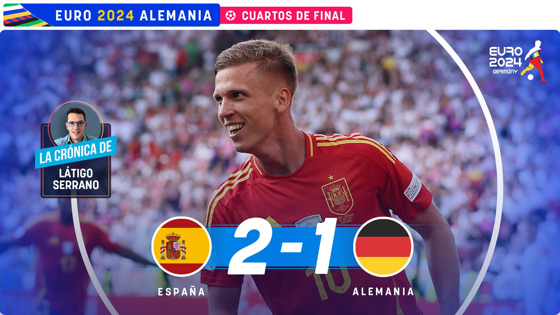 España ganó 2-1 a Alemania en la prórroga y se metió en las semifinales de la Eurocopa.