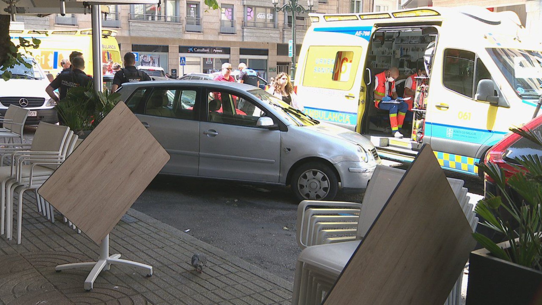 Vehículo accidentado en Vigo.