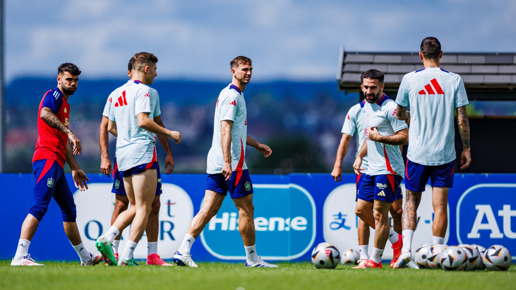 España, durante un entrenamiento en su campo base. (Pablo García/RFEF)