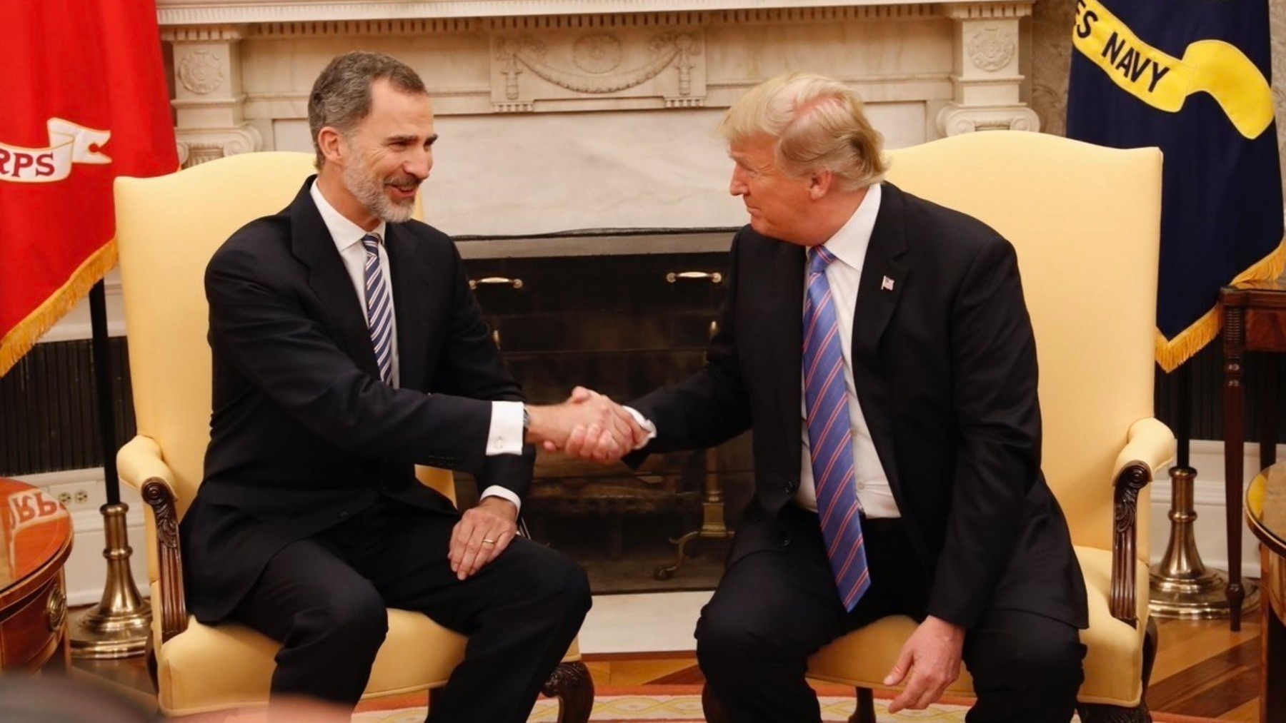 El Rey Felipe VI junto a Donald Trump.