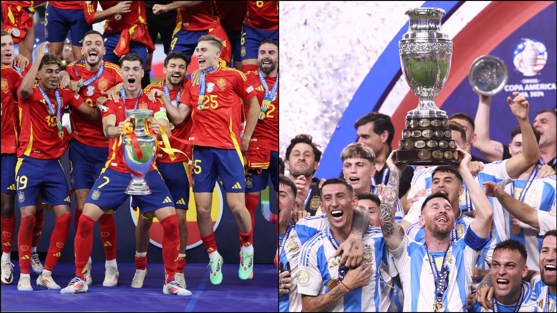 España y Argentina ganan Eurocopa y Copa América. (Getty)