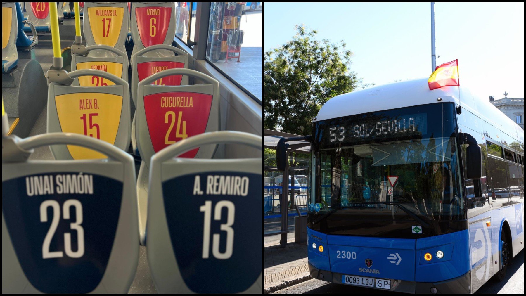 El homenaje de los autobuses de Madrid a la selección. (EP)