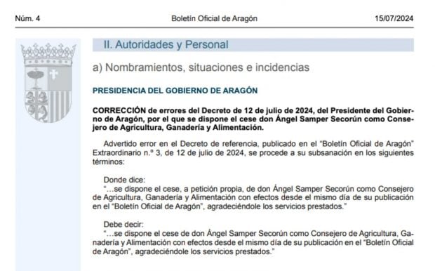 Aragón Agricultura cese