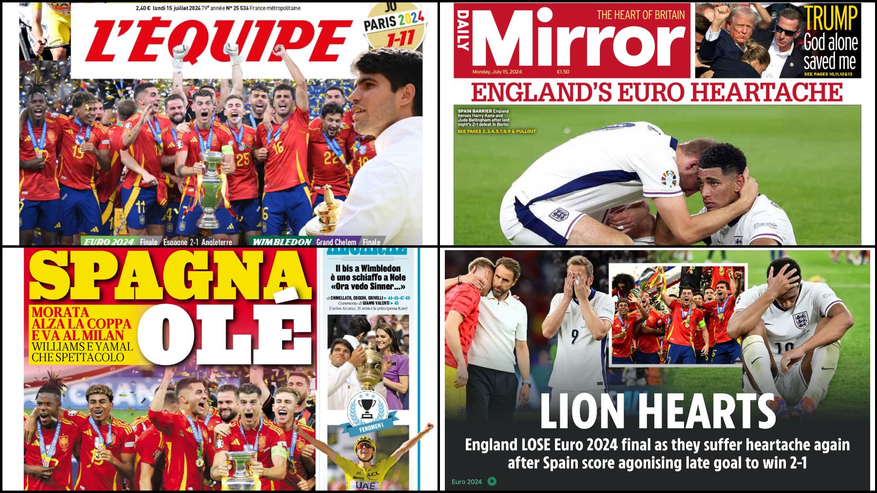 Las portadas de la prensa mundial recogen la victoria de España.
