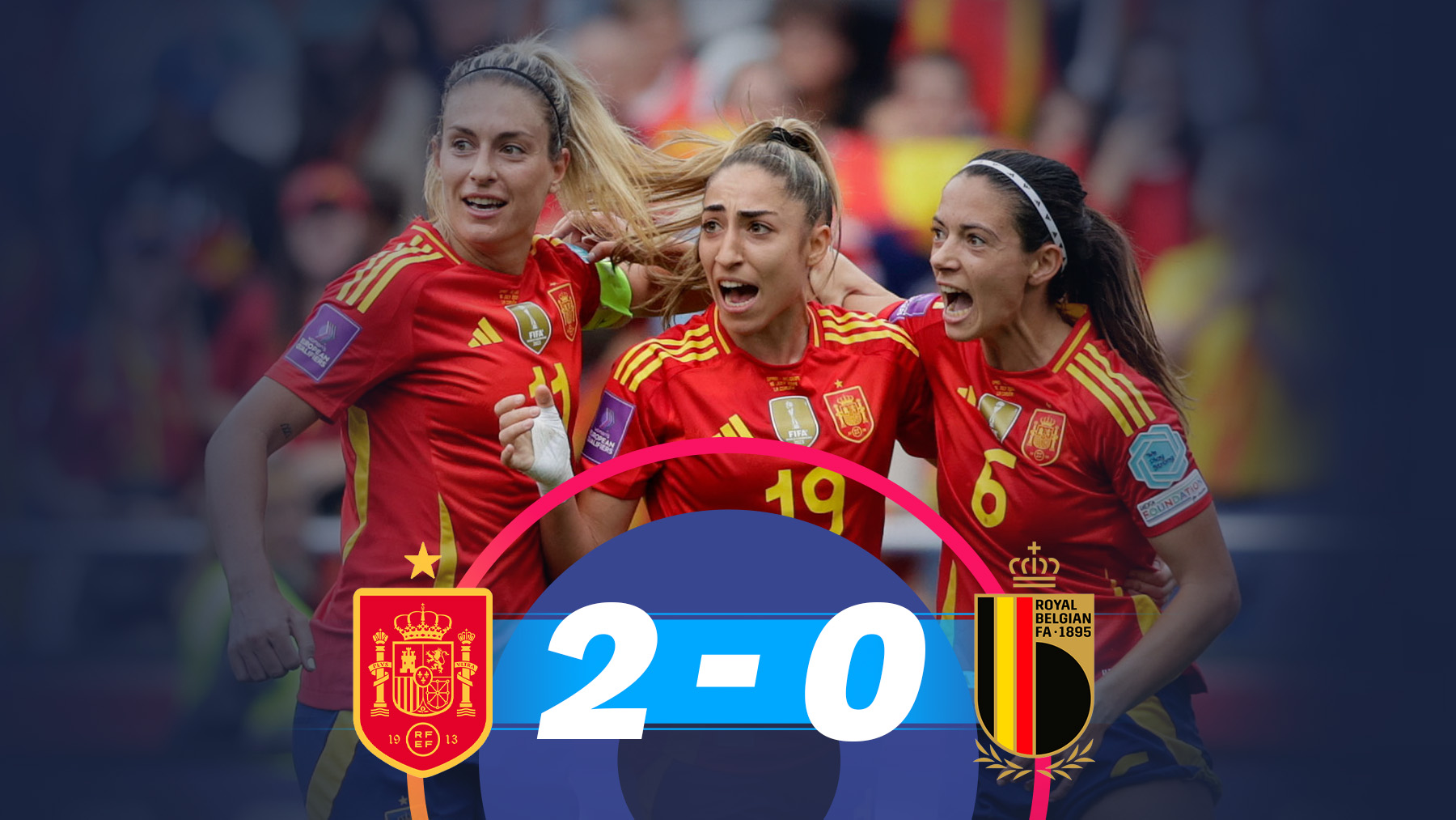 Alexia, Olga y Aitana celebran un gol de España. (EFE)