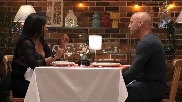 David y Kelly en 'First Dates'. (Mediaset)