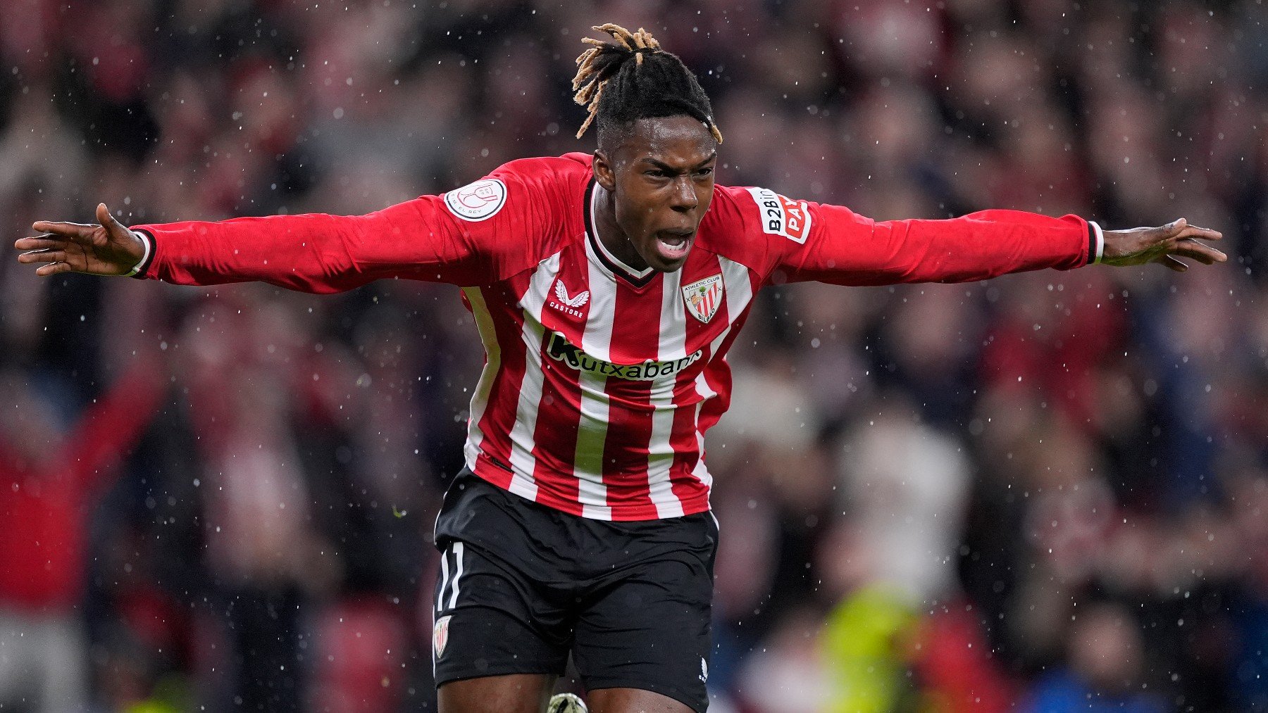 Nico Williams celebra un gol esta temporada con el Athletic. (Getty)