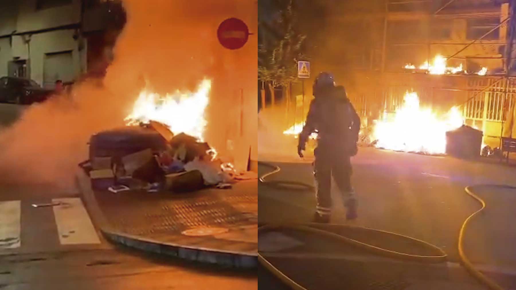 Los incendios de la basura acumulada a las calles llegan a los edificios.