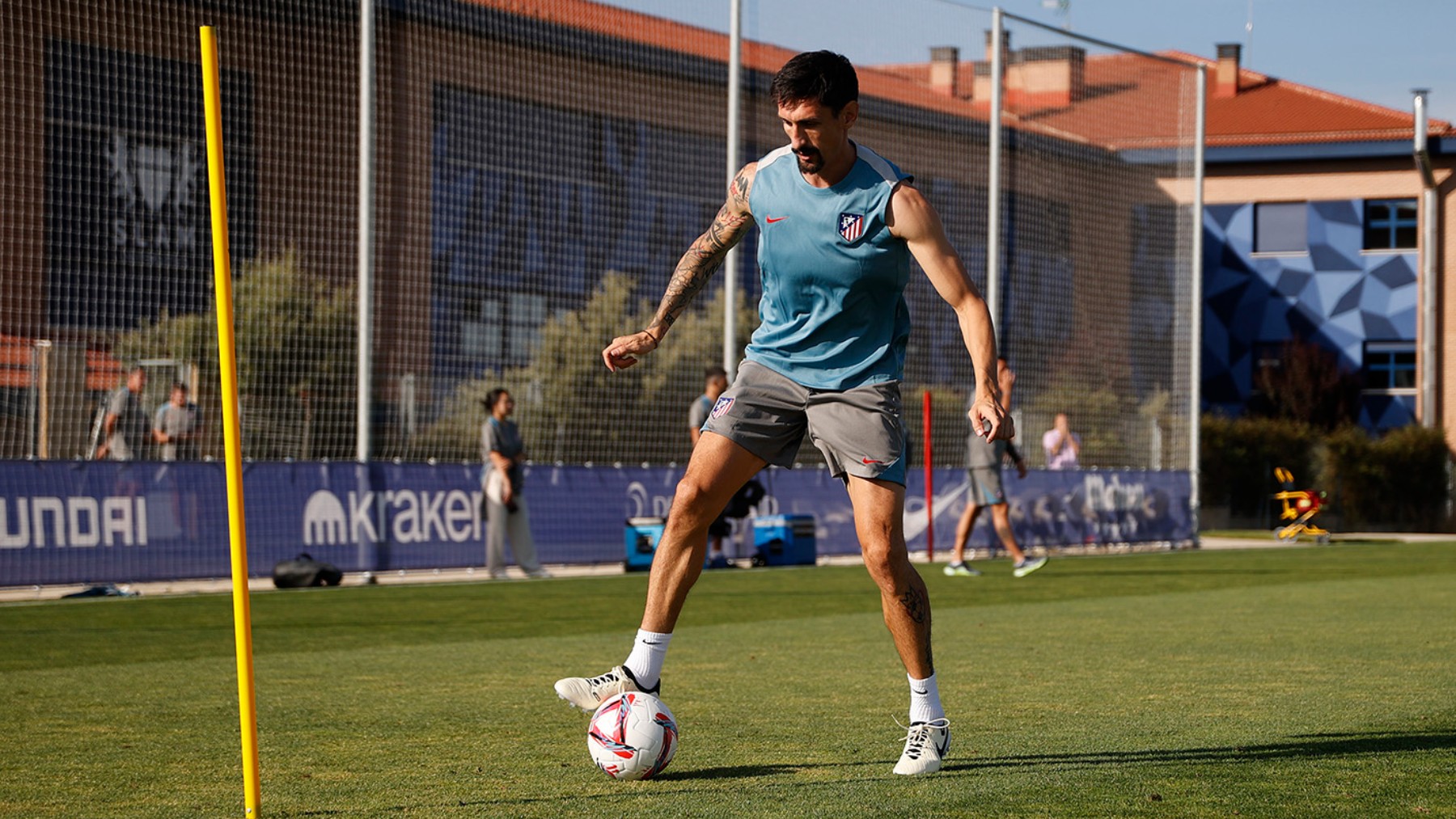 Savic, en uno de sus últimos entrenamientos con el Atlético.