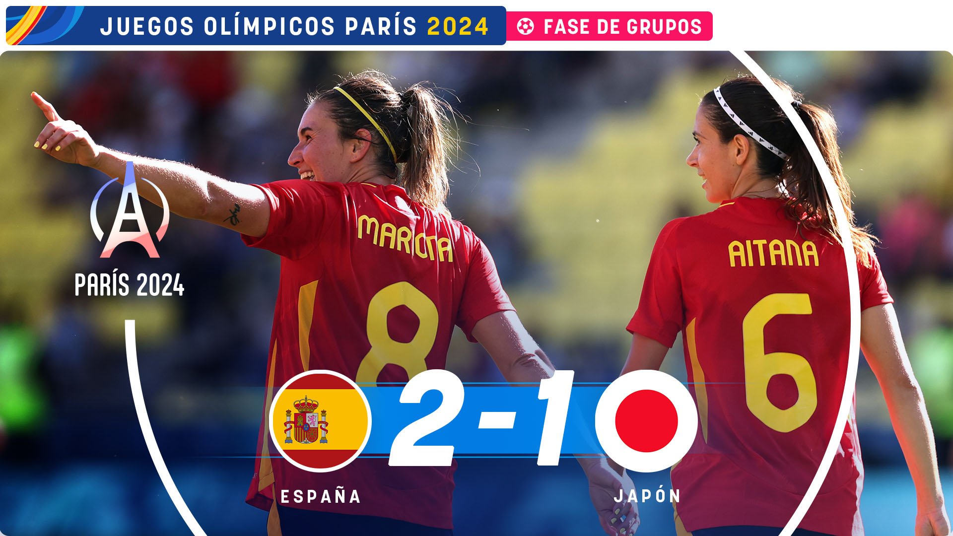 Mariona Caldentey celebra su gol ante Japón en el debut de España en los Juegos Olímpicos de París 2024.