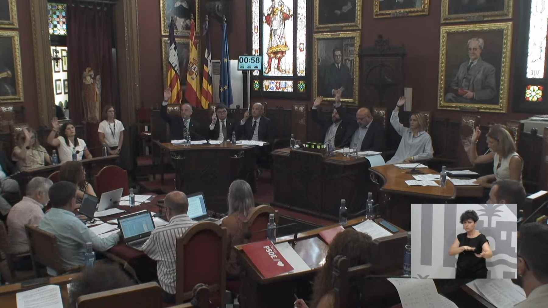 Momento de la votación de la ZBE en el Pleno del Ayuntamiento de Palma.