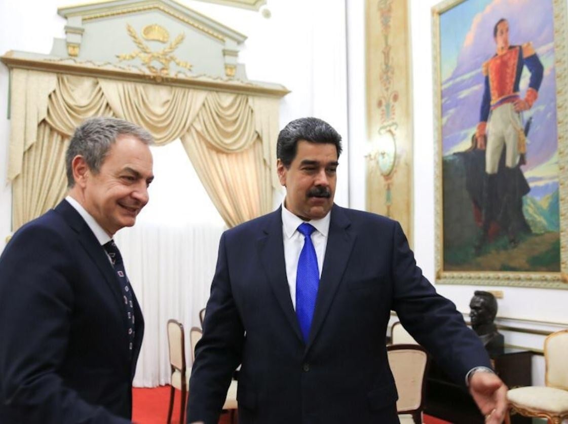 Zapatero en una reunión con Maduro en Caracas. (FOTO: E.P.)