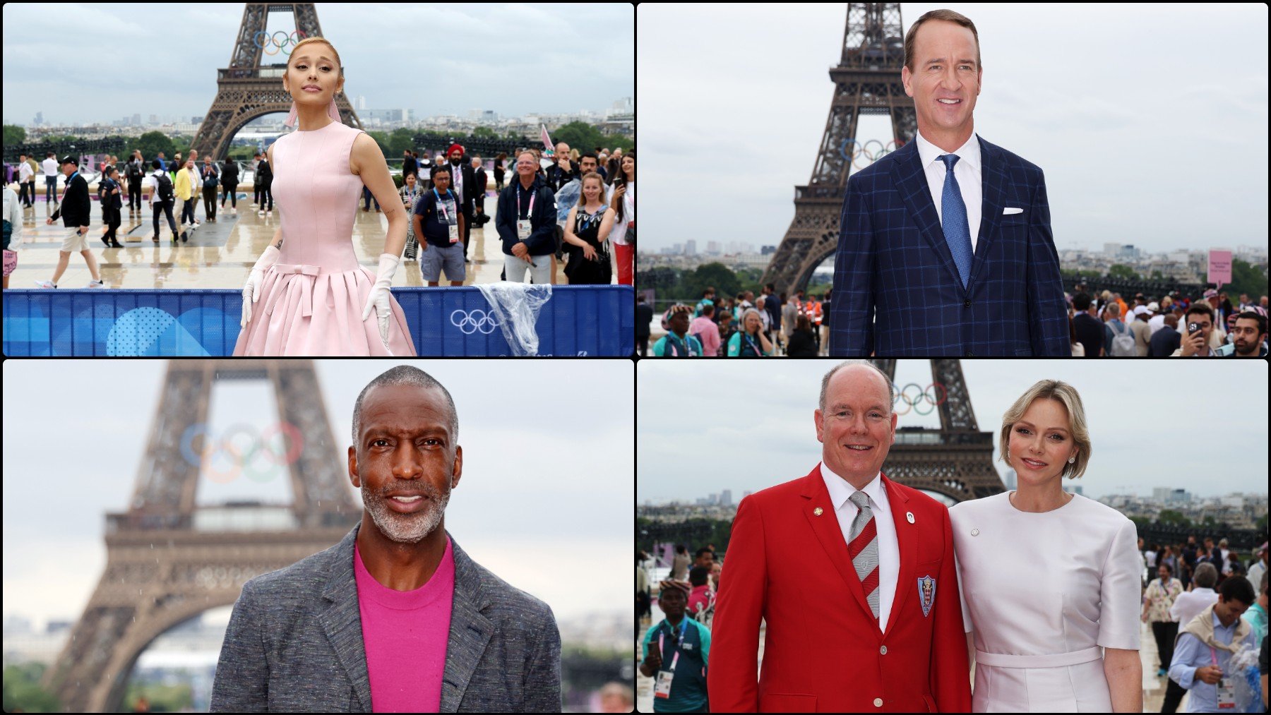 Ariana Grande, Peyton Manning, Michael Johnson y Alberto II de Mónaco y su mujer, Charlene de Mónaco.