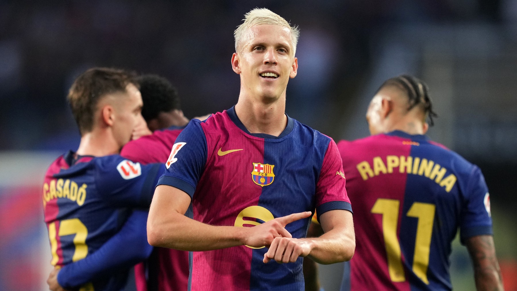 Dani Olmo, en un partido con el Barcelona. (Getty)