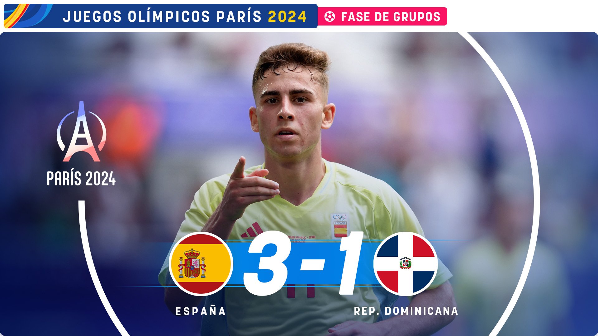 España venció 3-1 ante República Dominicana.