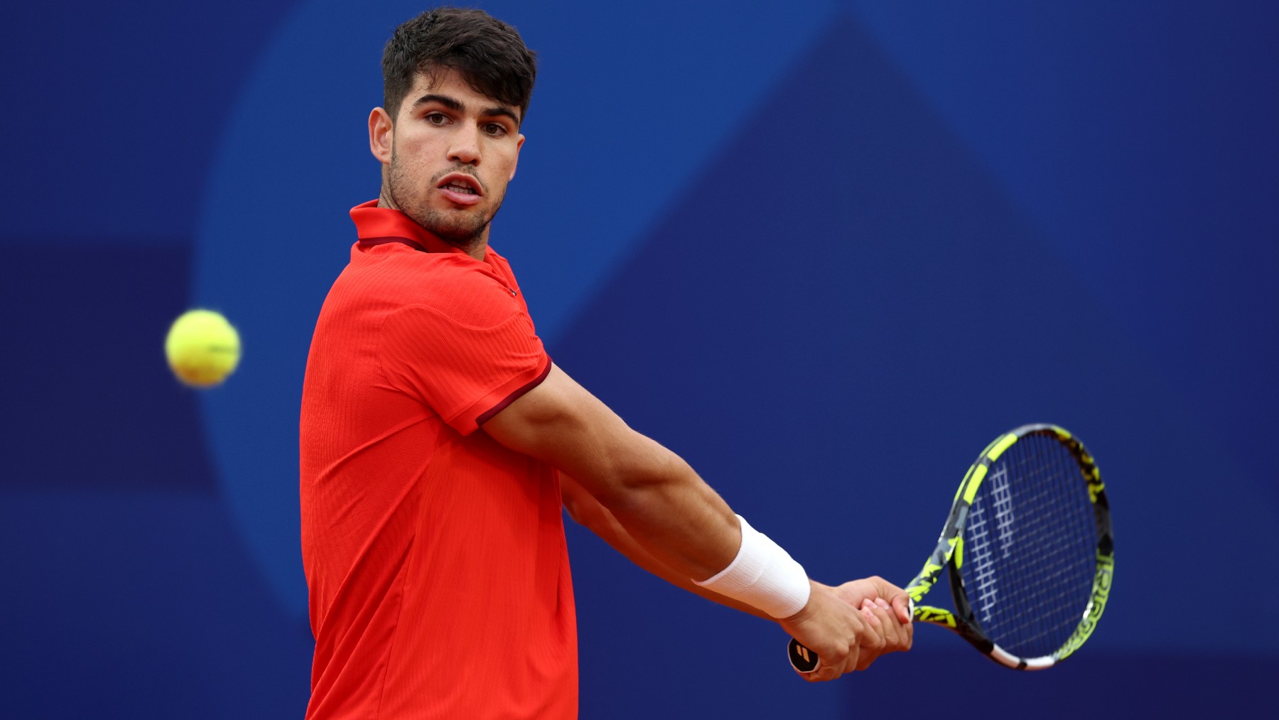 Carlos Alcaraz, en un partido en los Juegos Olímpicos. (Getty)