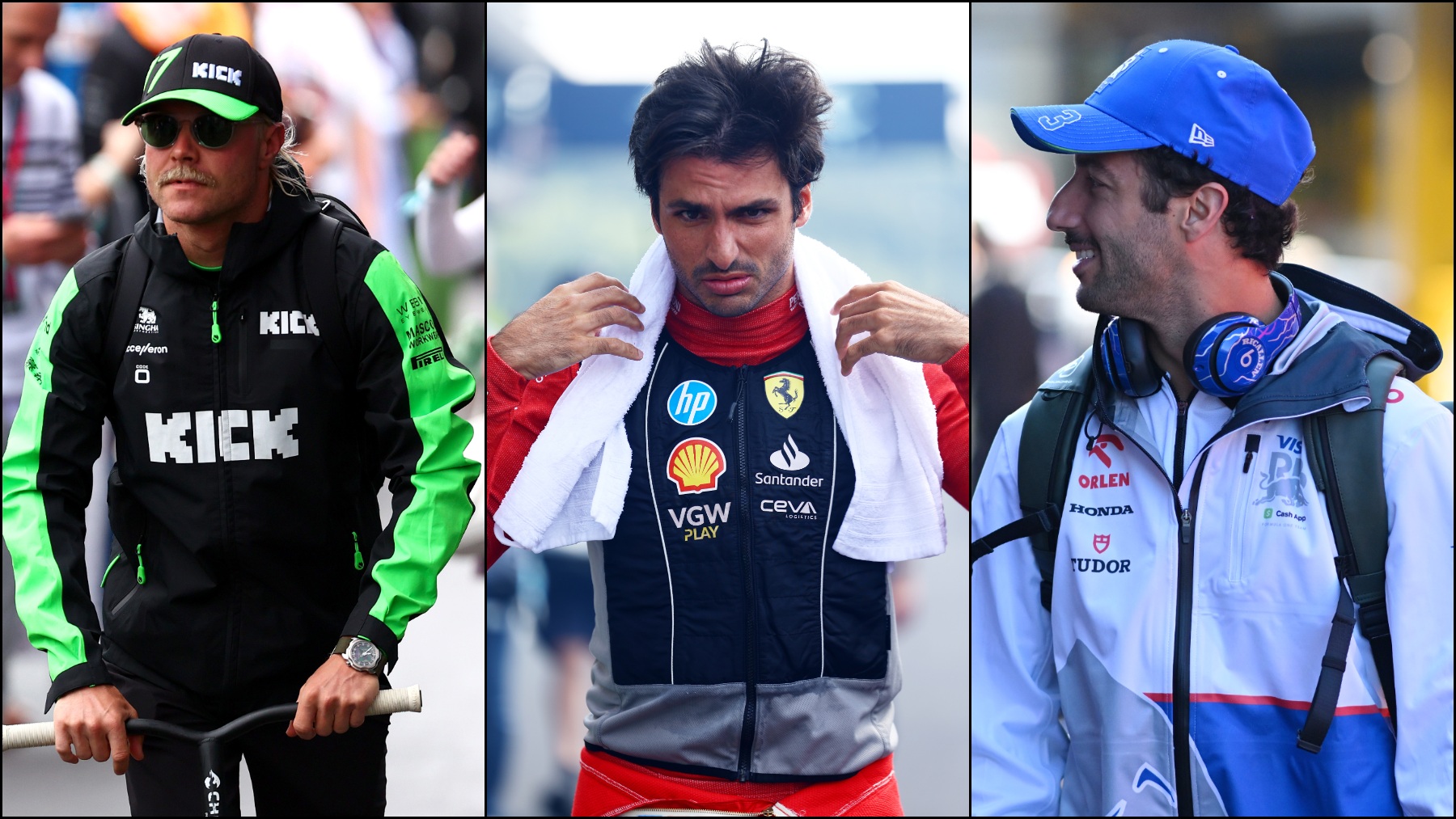 Valtteri Bottas, Carlos Sainz y Daniel Ricciardo. (Getty)