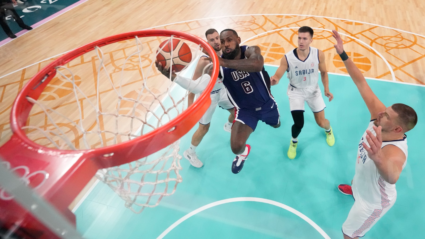 LeBron James durante el Estados Unidos-Serbia de los Juegos Olímpicos. (Getty)