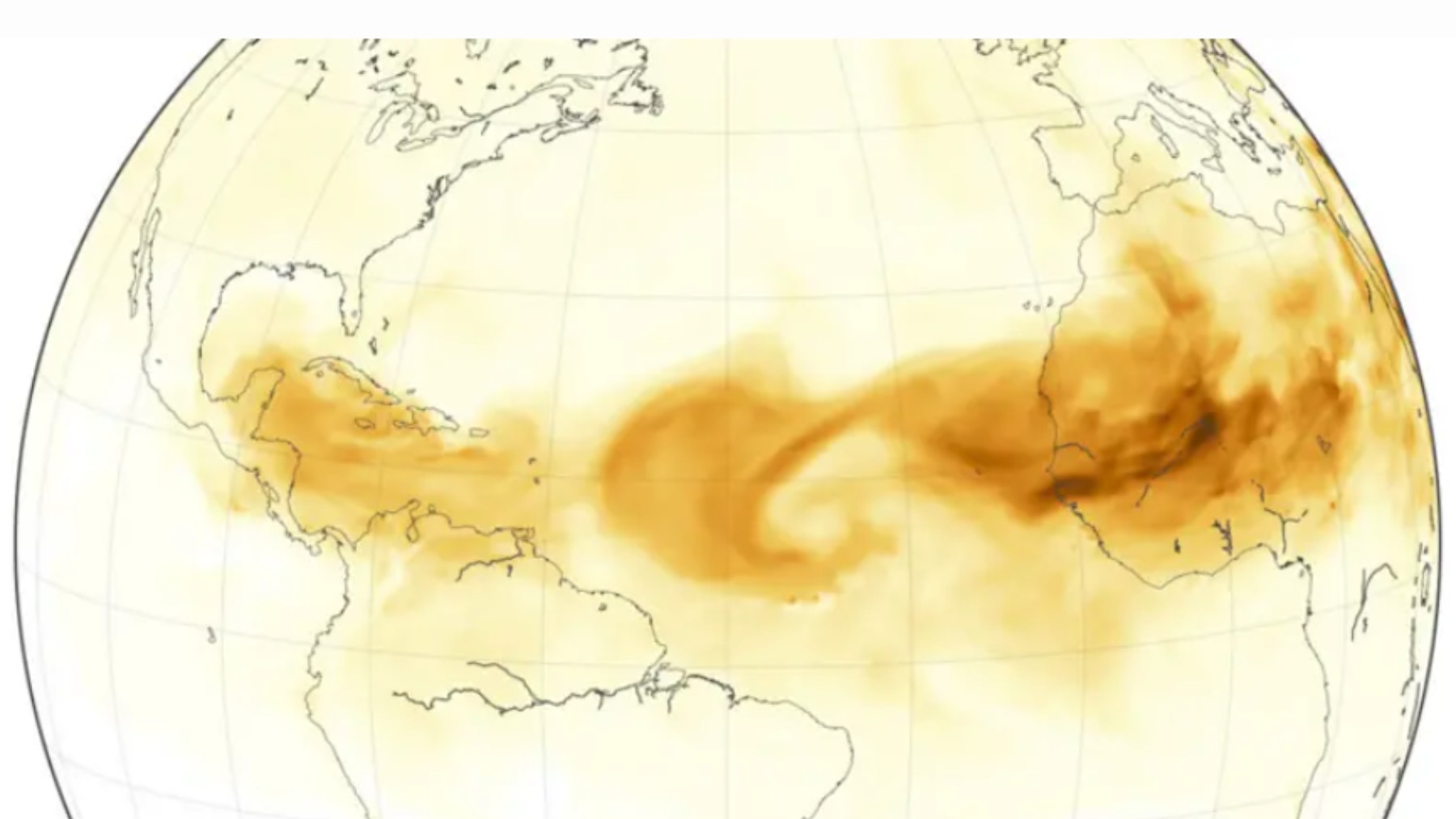 Movimiento del polvo del Sahara en una imagen de la Nasa.