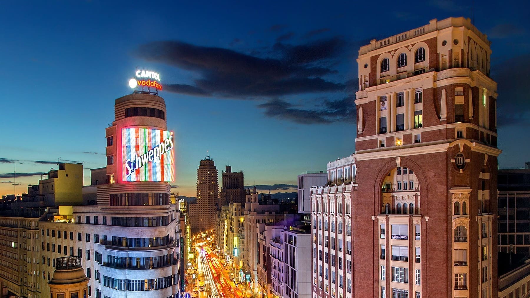 Panorámica de la Gran Vía de Madrid.