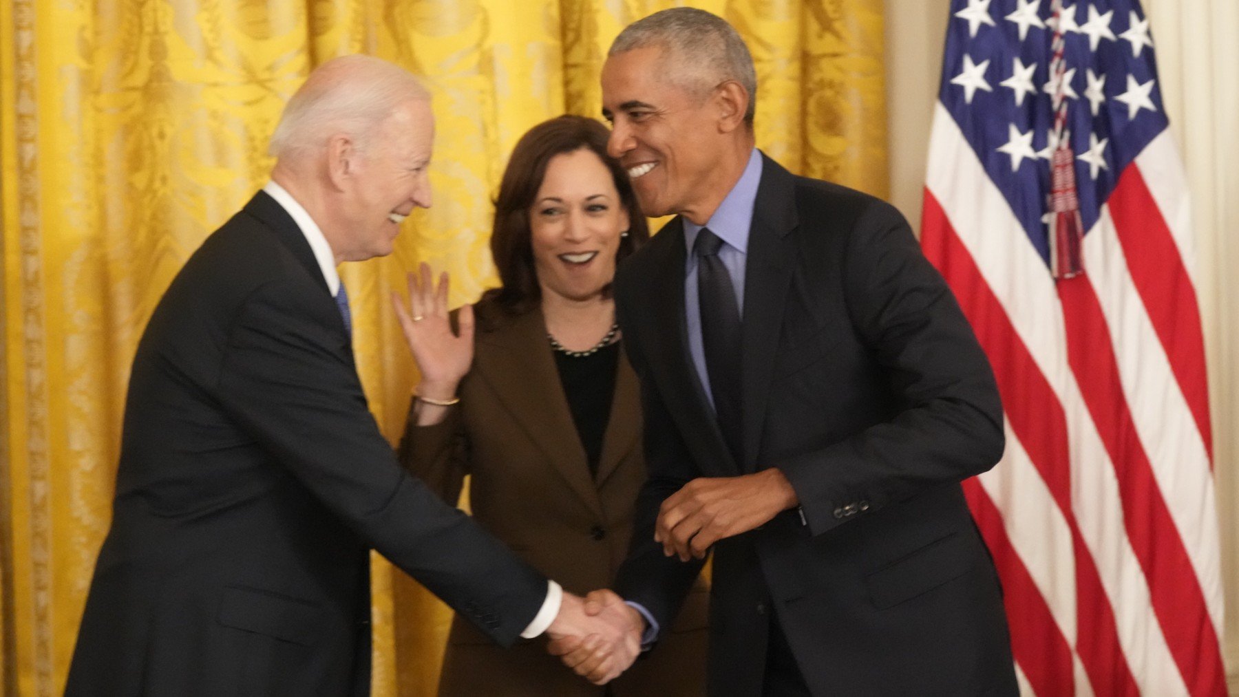 Obama y Biden con Kamala Harris. (Foto: Europa Press)