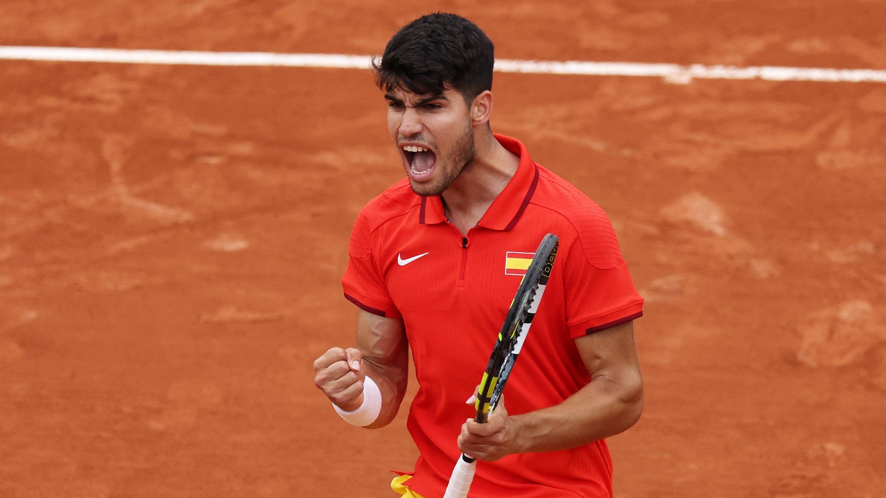 Alcaraz celebra un punto. (Getty)