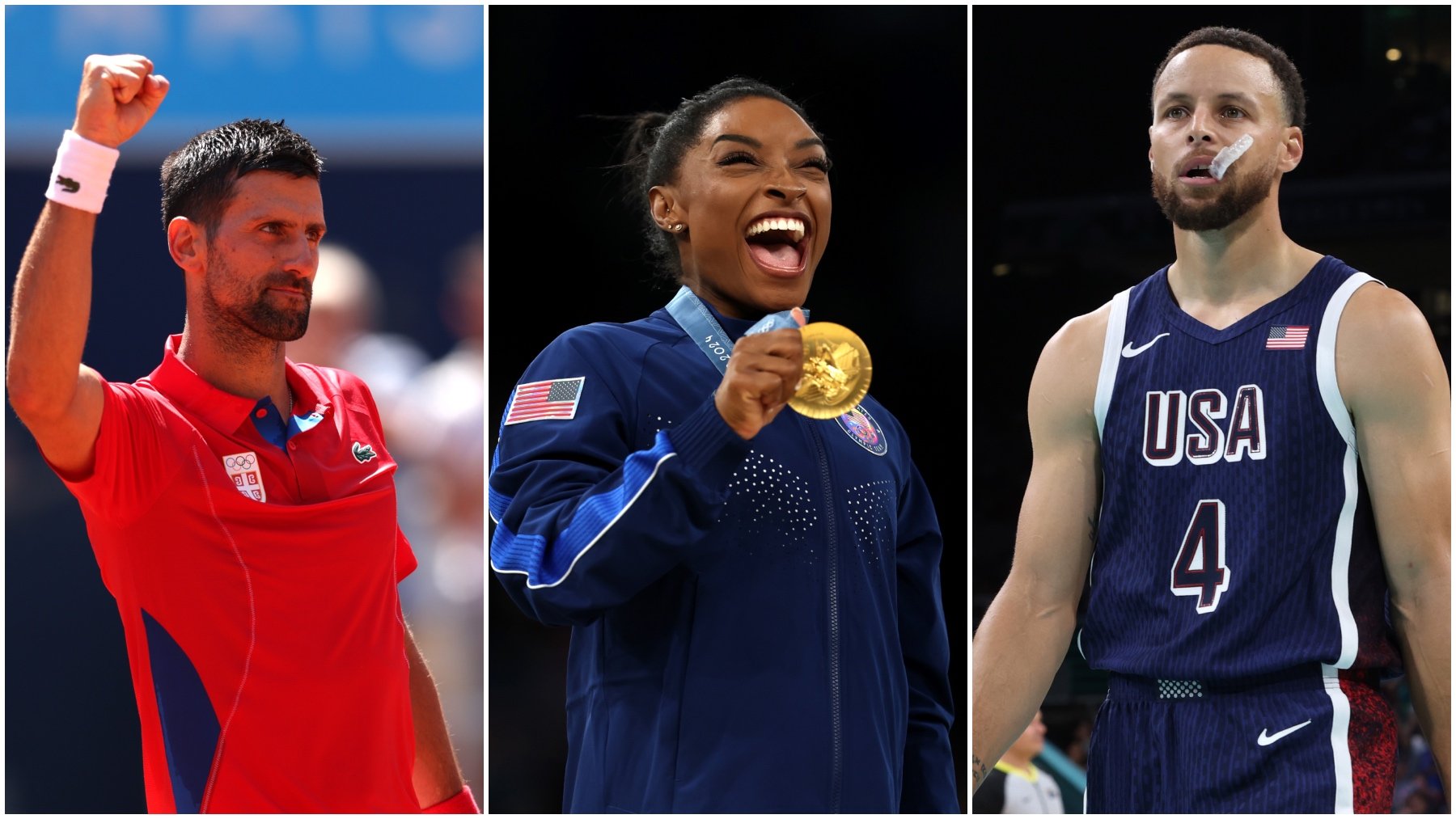 Djokovic, Biles y Curry, durante estos Juegos Olímpicos. (Getty)