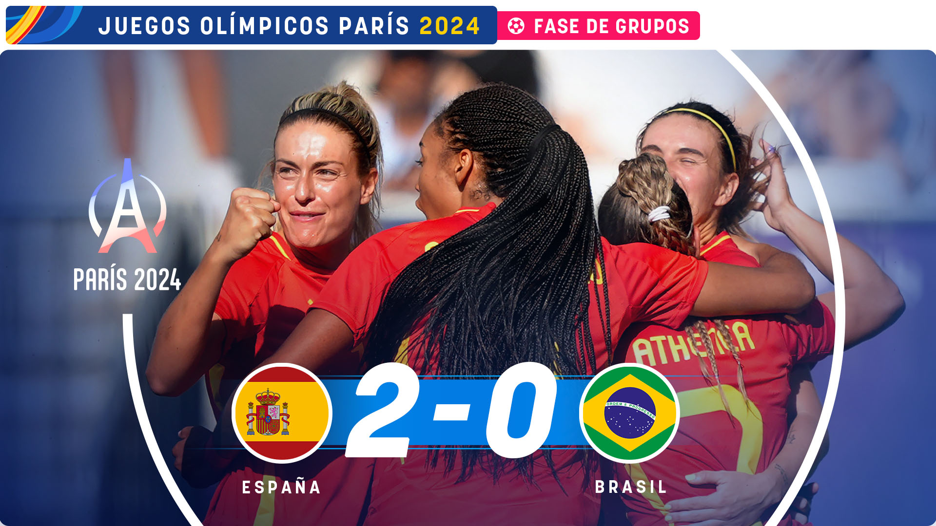 Las jugadoras celebran un gol de España.