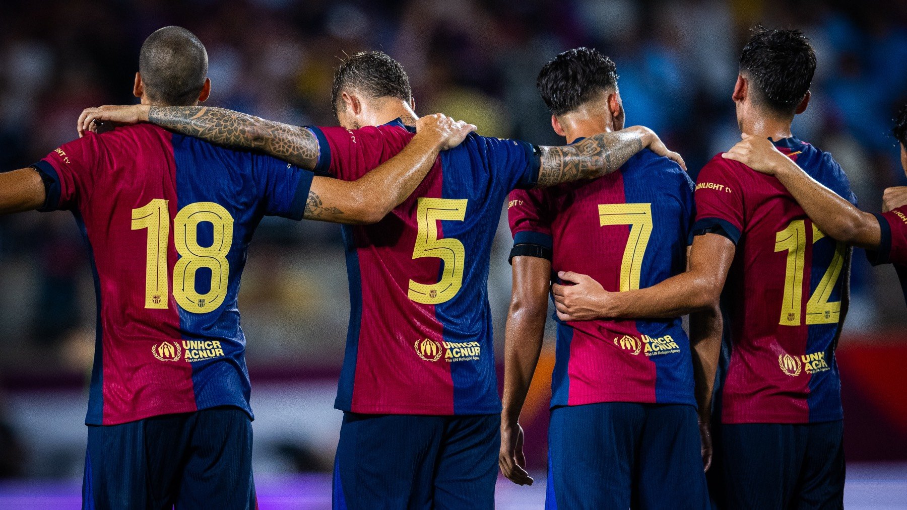 Jugadores culés en el primer partido de pretemporada. (@FCBarcelona_es)