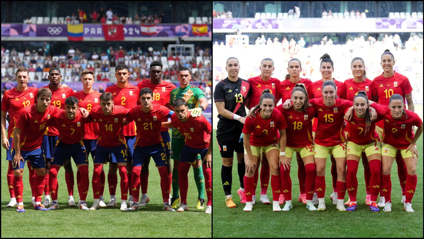 Las selecciones españolas masculina y femenina. (Getty)