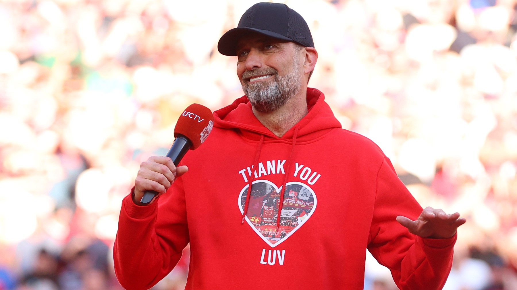 Jürgen Klopp durante su despedida del Liverpool. (Getty)