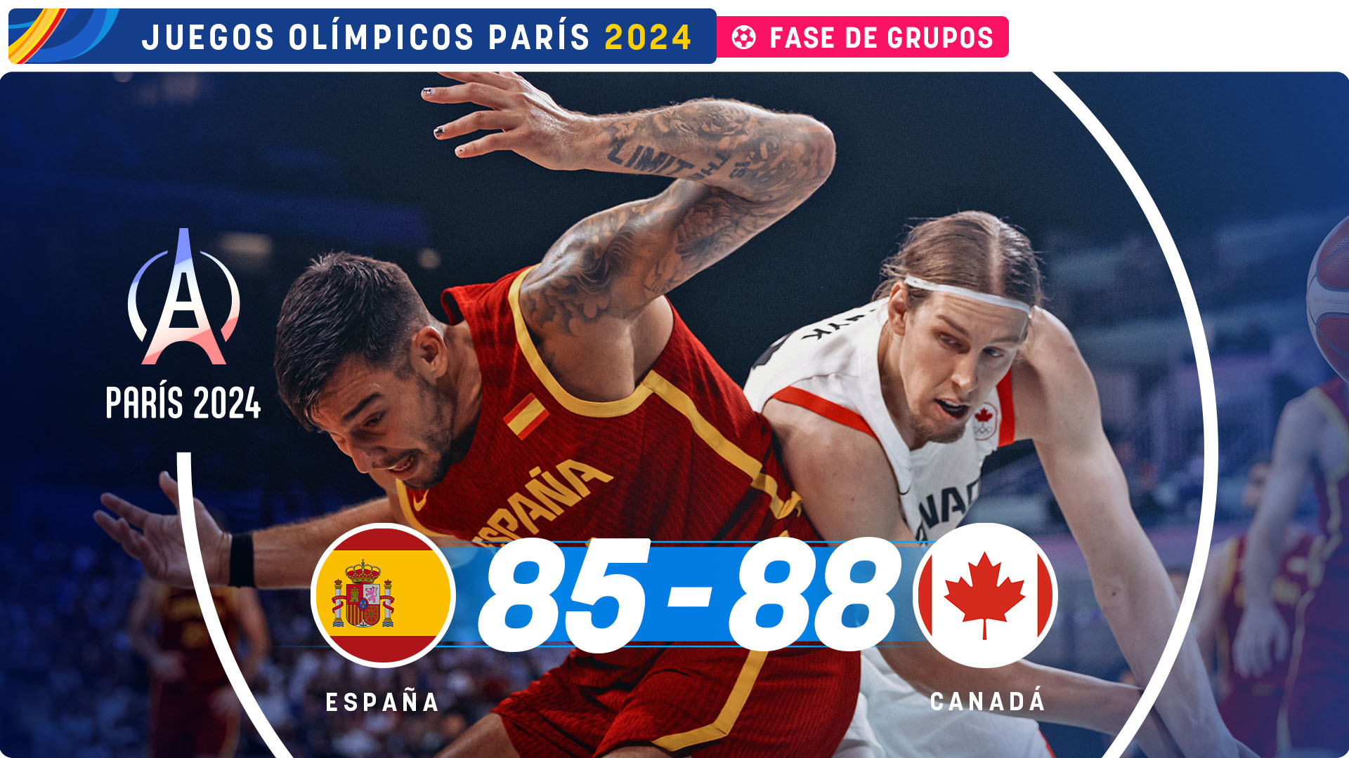 Canadá ganó a España en baloncesto masculino.