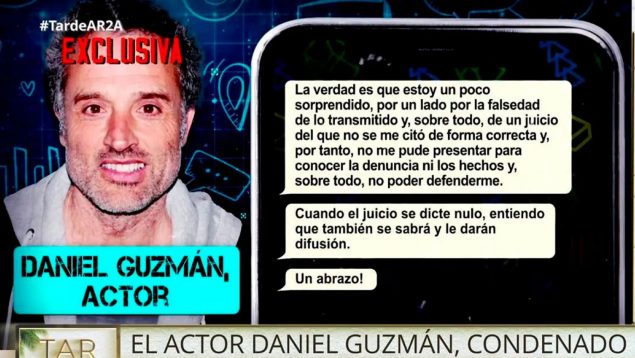 Pantallazo de 'TardeAR' en el que muestran mensajes de Daniel Guzmán.