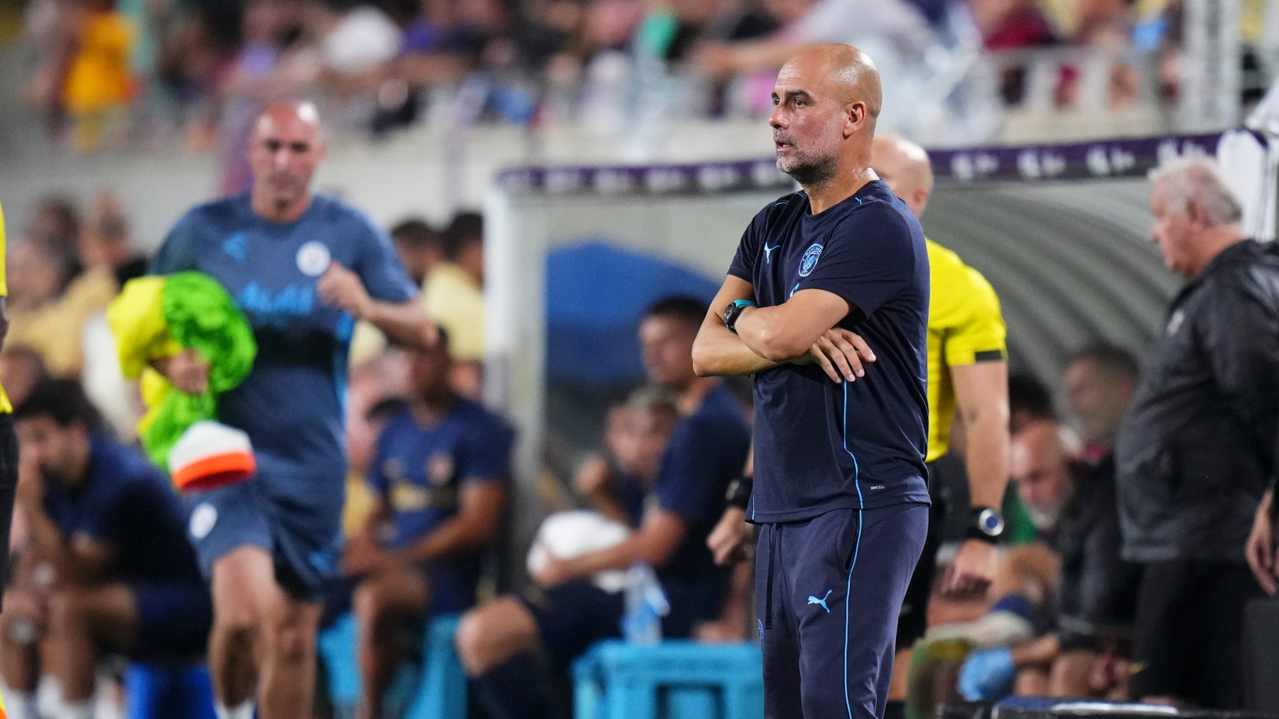 Pep Guardiola, en un partido del Manchester City. (Getty)