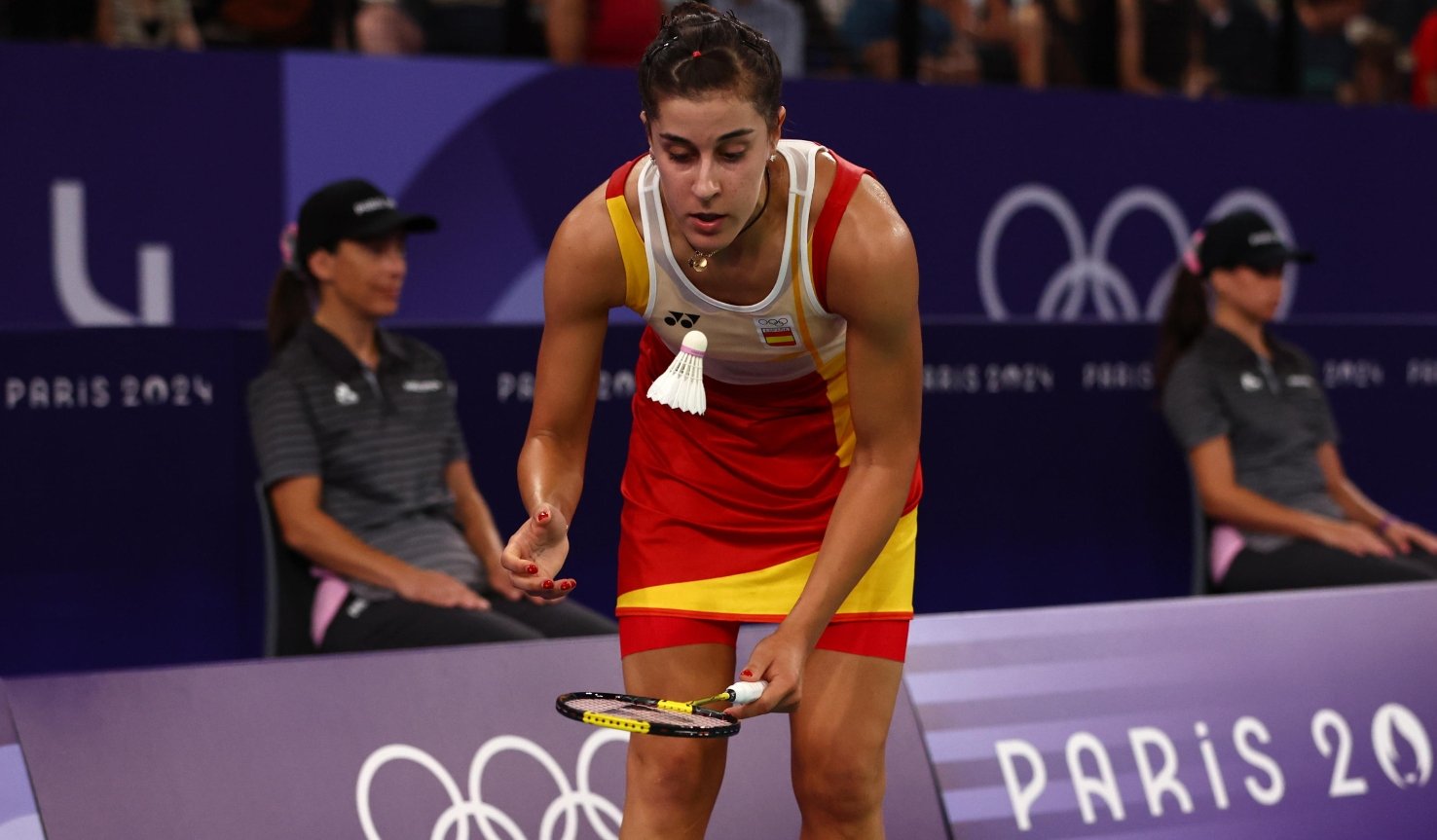 Carolina Marín, justo antes de su lesión. (EFE)