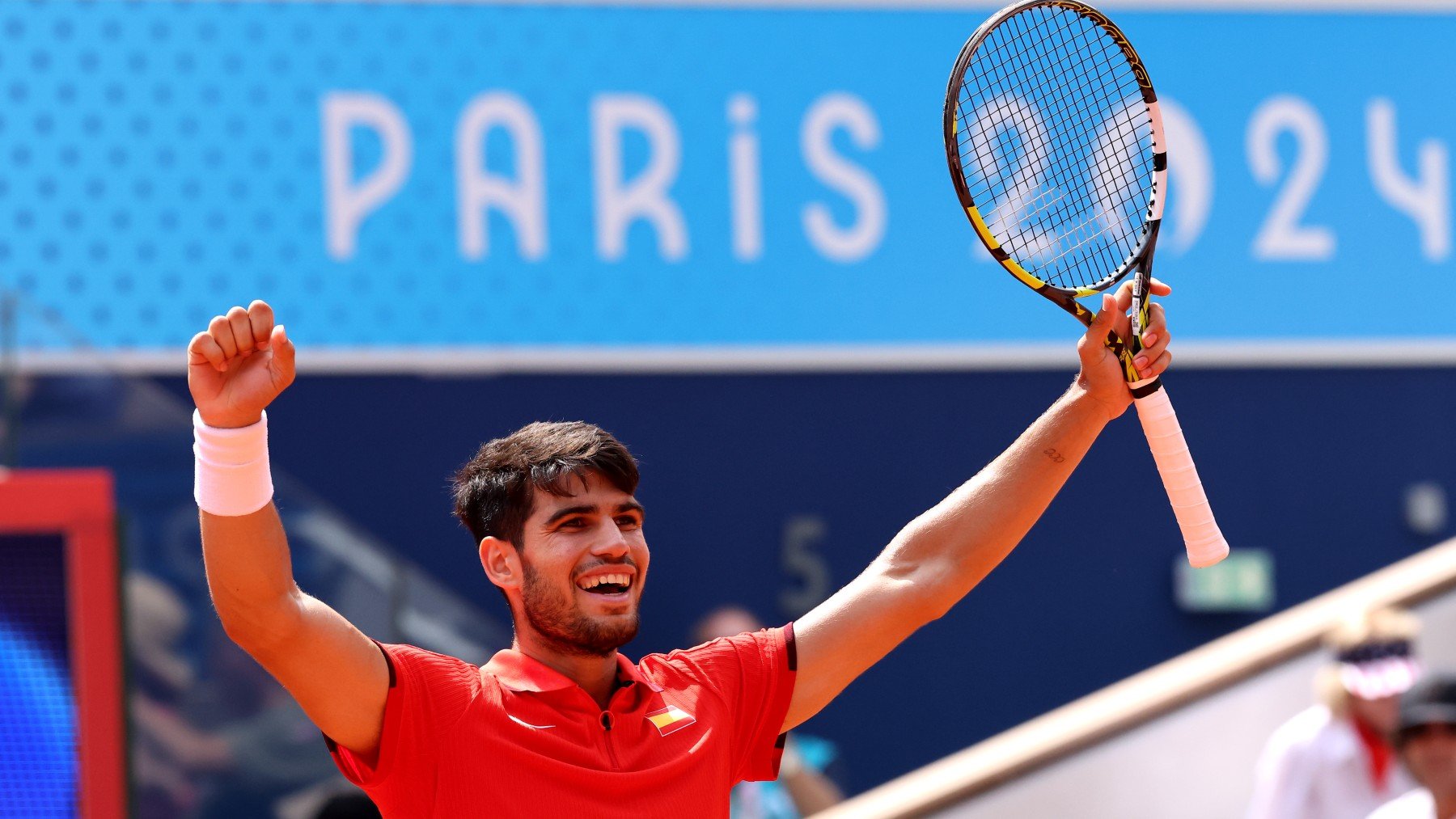 Carlos Alcaraz, tras una victoria en los Juegos Olímpicos de París. (Getty)