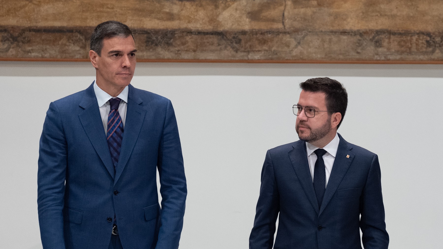 Pedro Sánchez con el ex presidente de la Generalitat de Cataluña Pere Aragonés