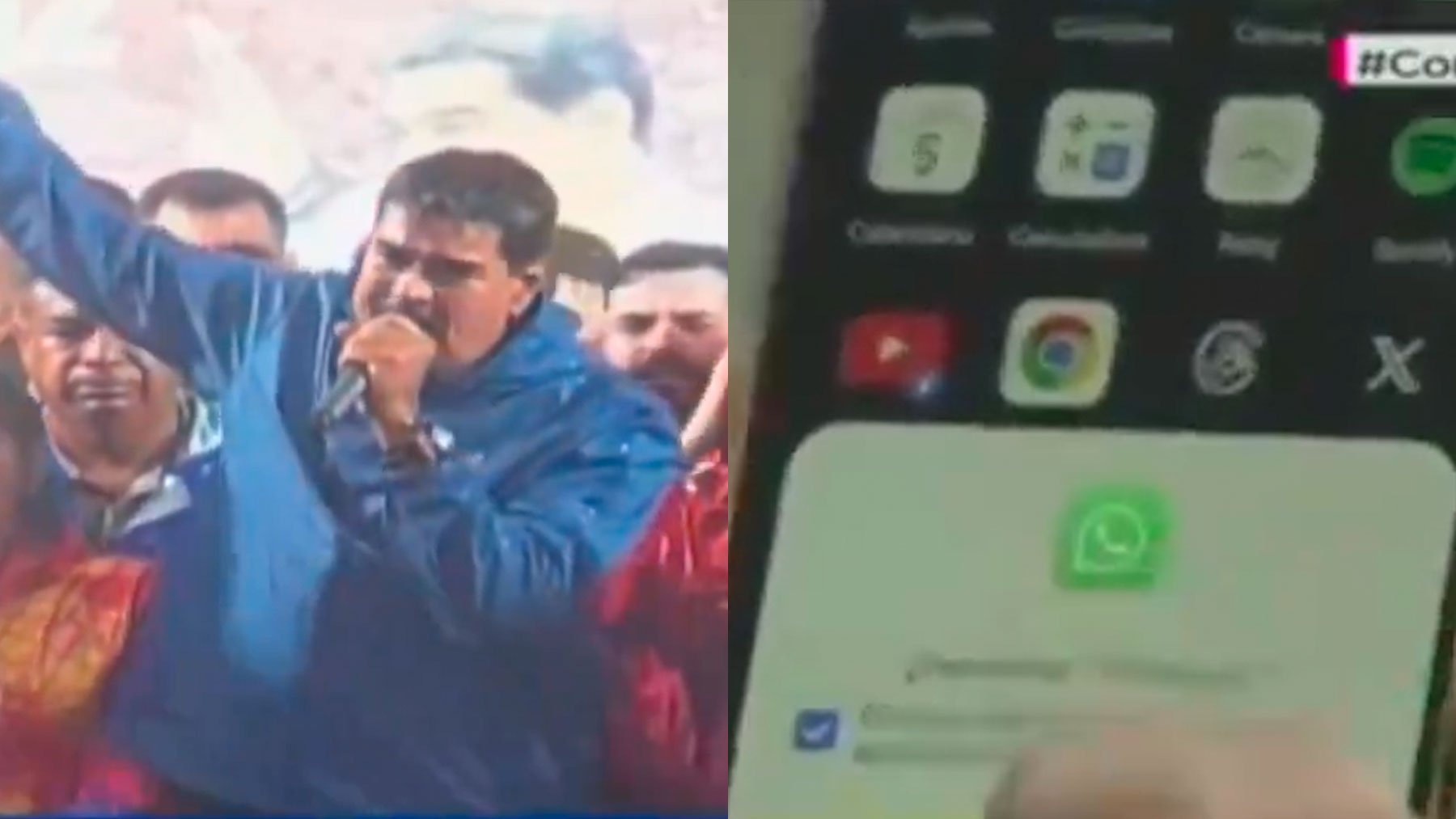 Dictador venezolano Nicolás Maduro cargando contra WhatsApp.