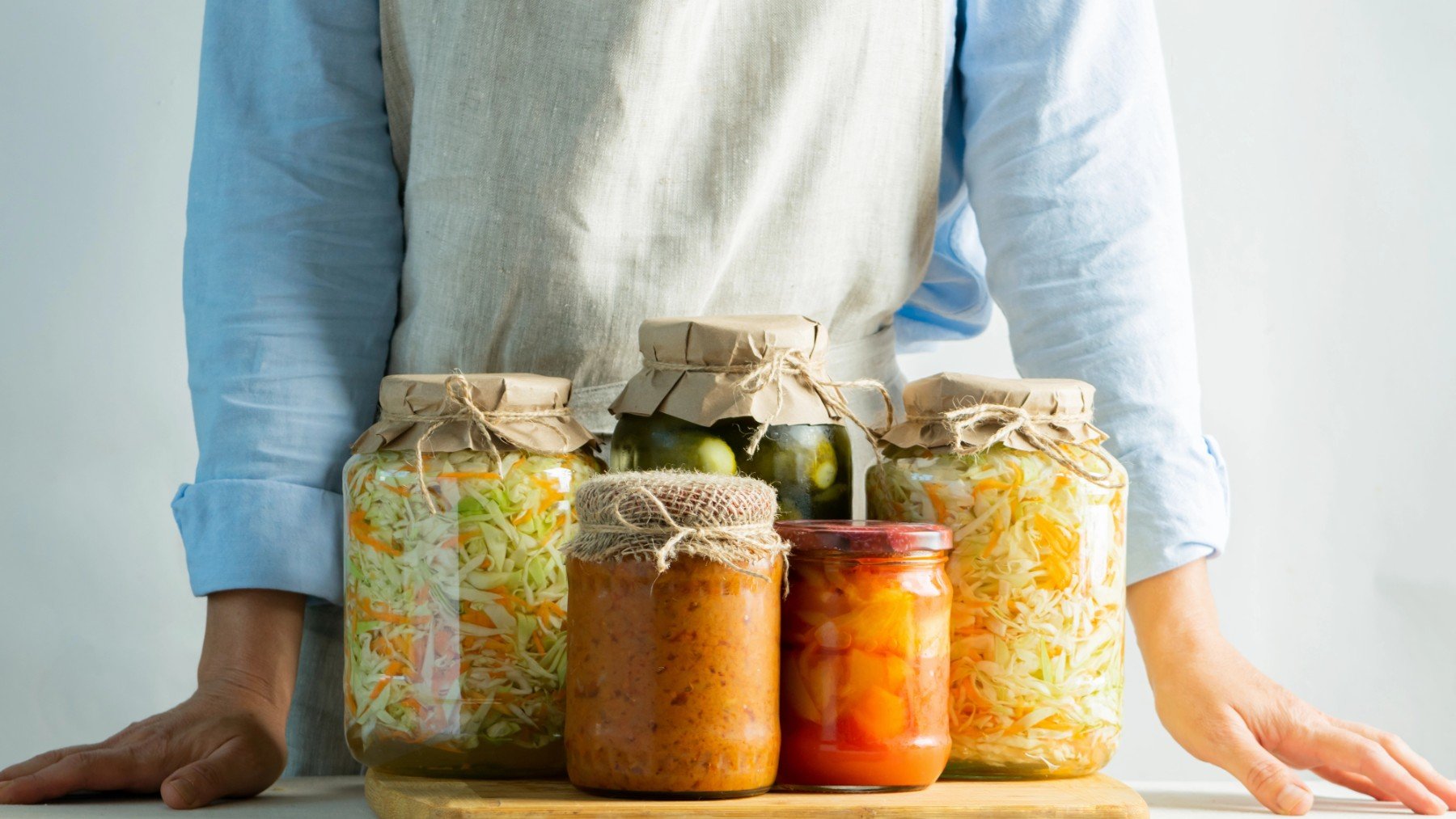 Una presentación de alimentos fermentados.