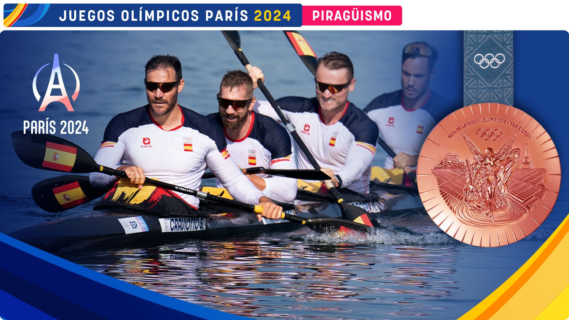 Medalla de bronce para Craviotto, Arévalo, Cooper y Germade en piragüismo.