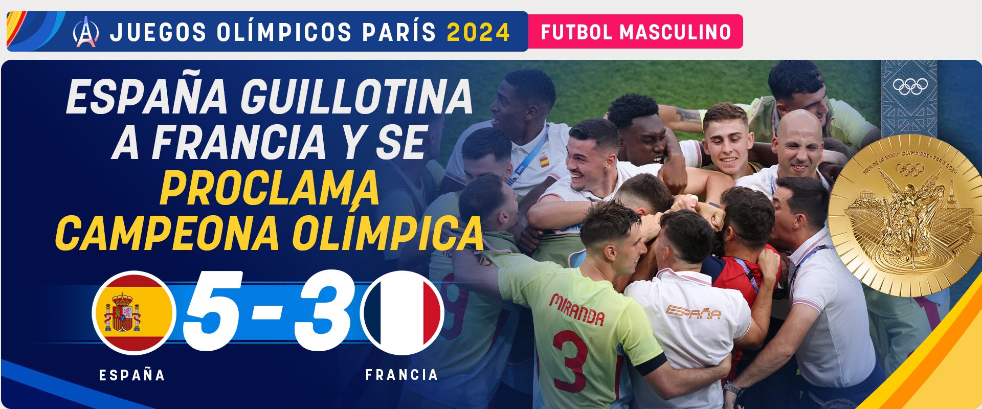 España guillotina a Francia y se proclama campeona olímpica de fútbol 32 años después