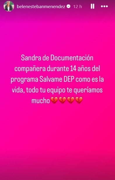 Así se ha despedido Belén Esteban de su compañera de Sálvame fallecida (Instagram).