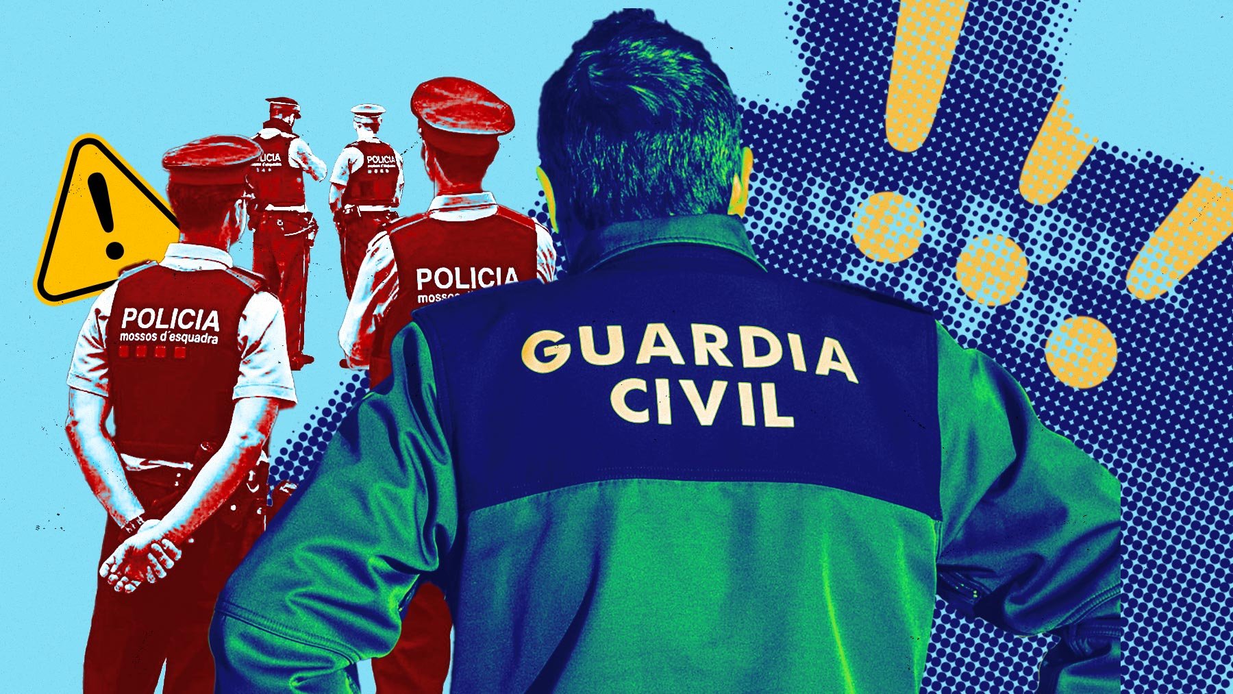 Agentes de la Guardia Civil y de los Mossos.