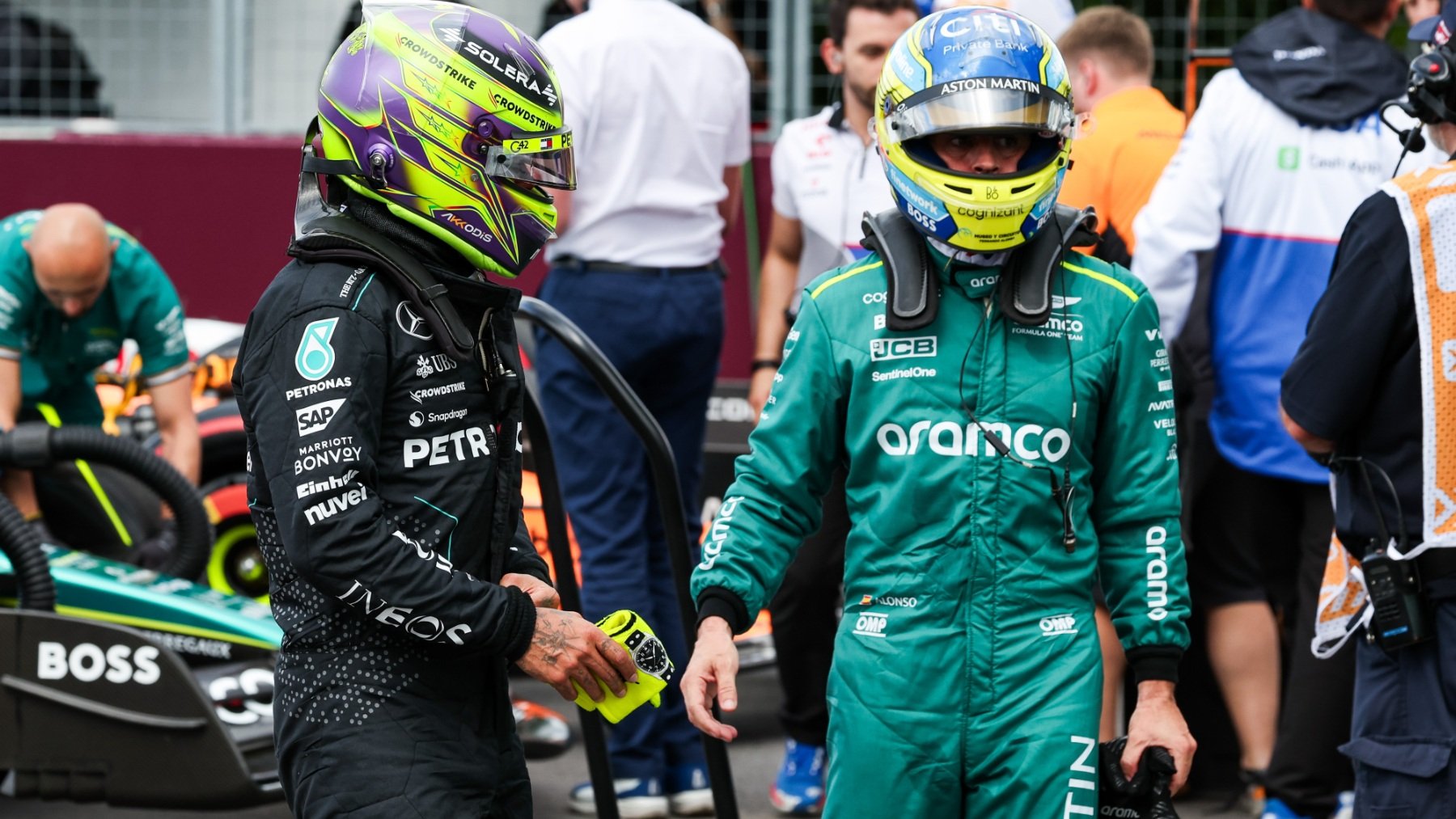 Lewis Hamilton y Fernando Alonso en el GP de Canadá. (Europa Press)