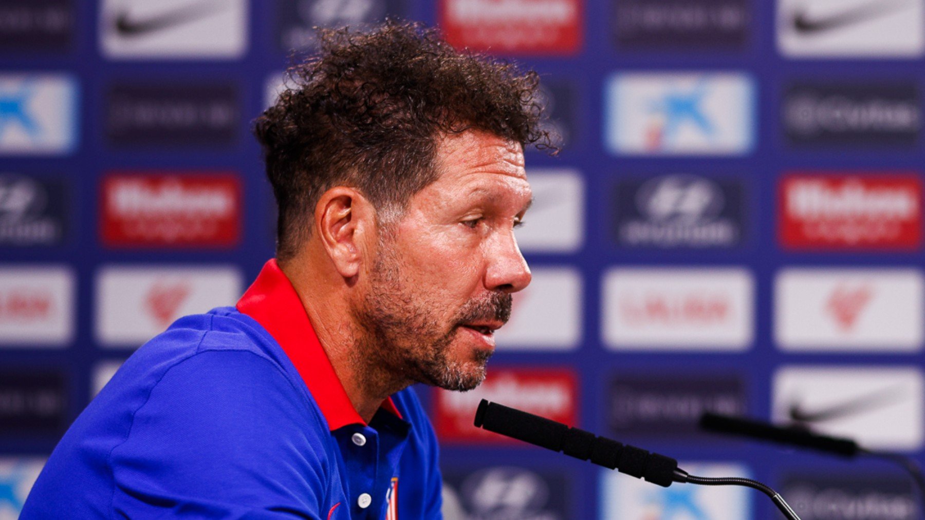 Simeone, en la rueda de prensa de hoy.