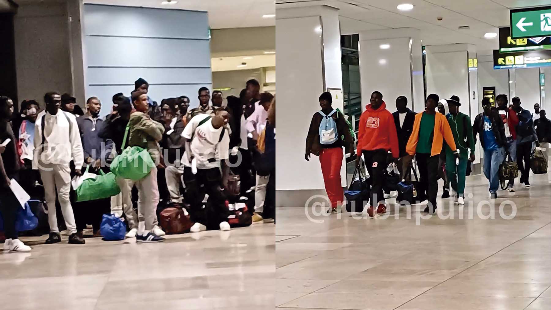 Inmigrantes ilegales en el aeropuerto de Barajas.