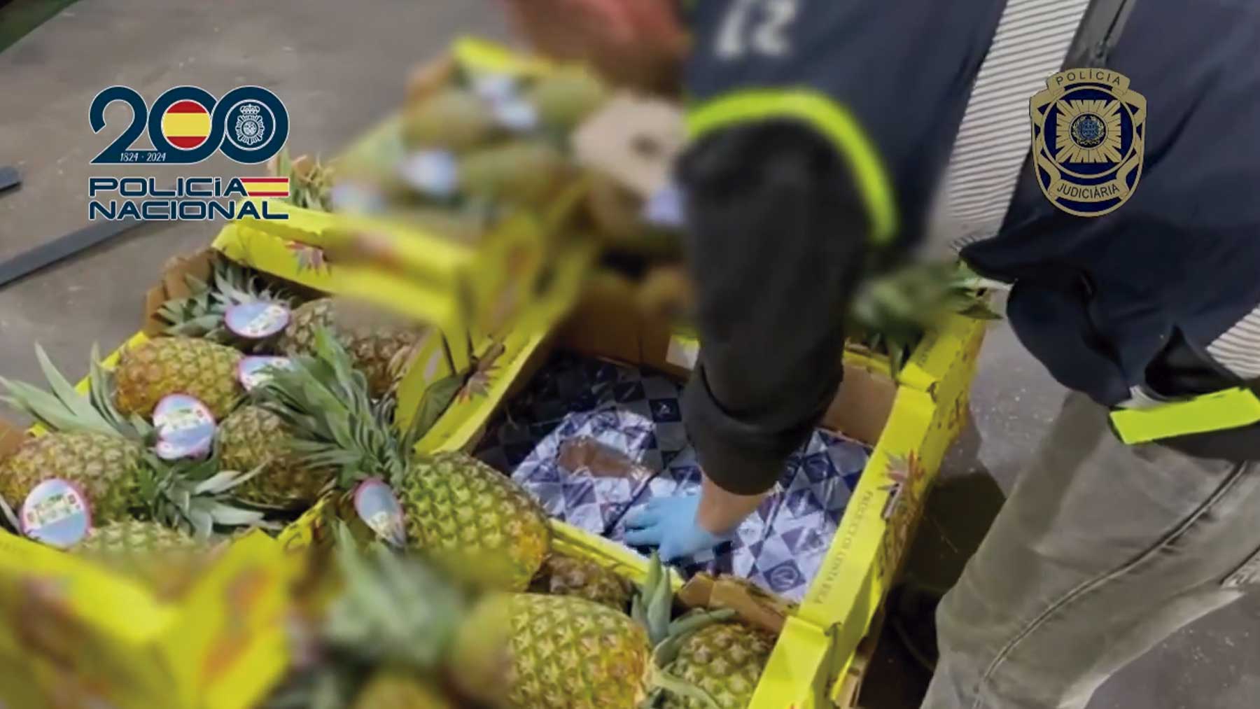 Cargamento de piñas con cocaína.